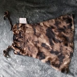 Missguided NWT ruched bust tie strap dress tie dye brown